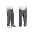 thumbnail image 3 of Mens Corduroy Casual Pants Fashion Loose Fit Wide Leg Straight Sweatpants Elastic Waist Drawstring Gray XS, 3 of 10