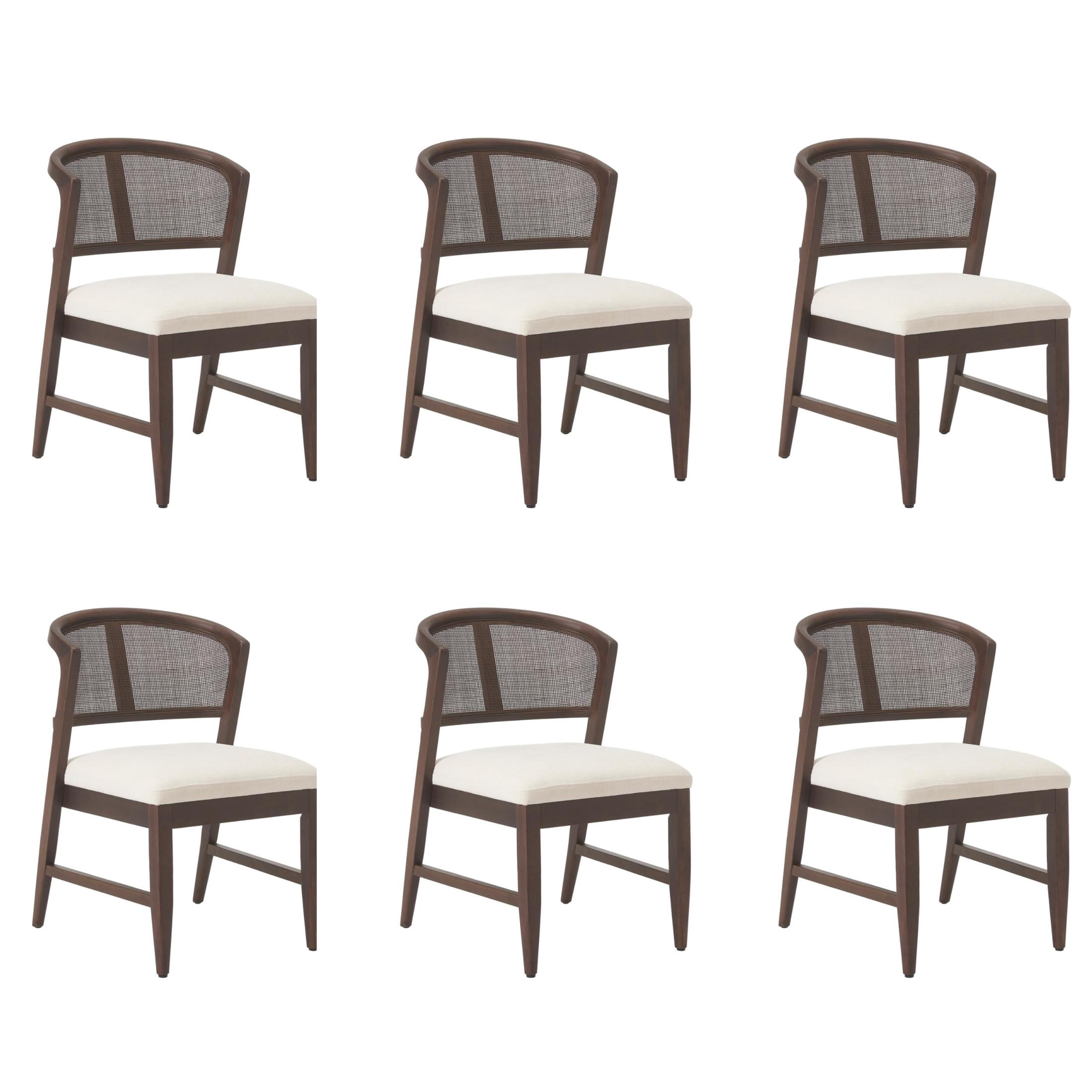 Christopher Knight Home Modern Armless Dining Chairs with Cane Back, Wood Frame, Walnut, Set of 6