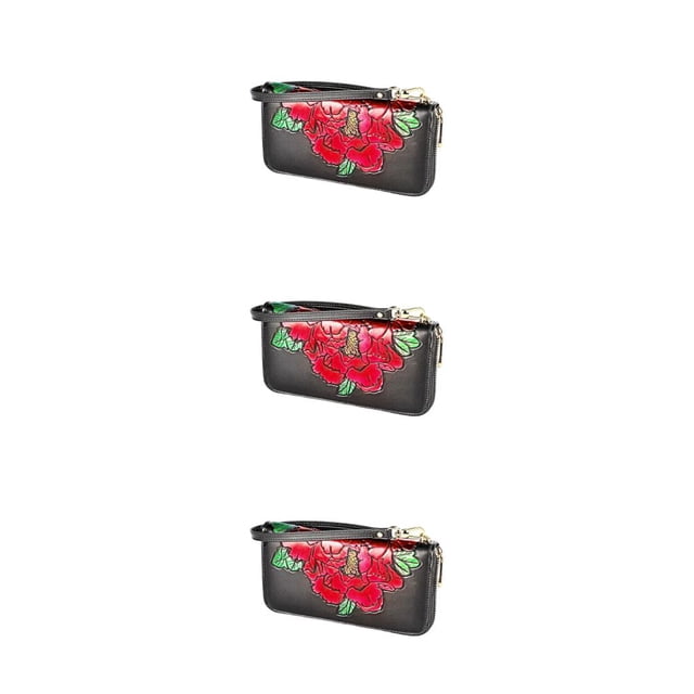 Monedero portátil Qarigey de cuero Rojo Tipo 2