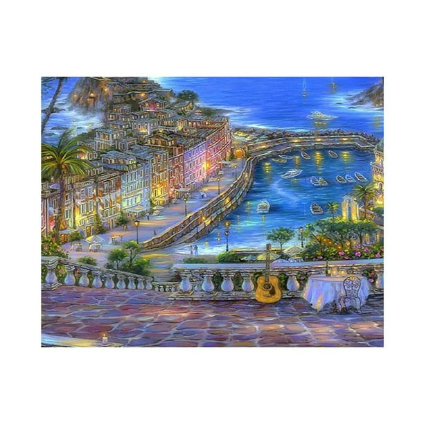 DIY casa paisaje redondo pintura de diamantes de imitación jardín paisaje cristal punto de cruz decoración del hogar imagen de diamante tholdsy JJ15241-01