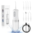 thumbnail image 1 of Hydropulseur, Irrigateur Buccal Sans Fil, 4 Modes, 8 Embouts, Étanchéité IPX7, 200 ml, Blanc, 1 of 7