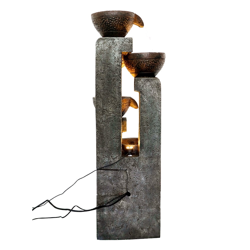 4-Tier Pots Outdoor Water Fountain for Garden - Outdoor Waterfall Fountain for Yard, Floor Patio, Backyard and Home Art Dcor
