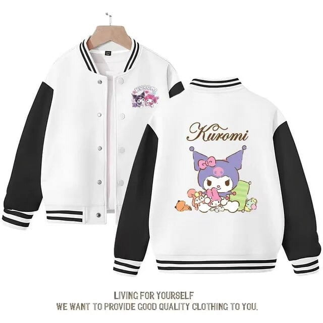 Sanrio Cinnamoroll Jacket Hello Kitty Kuromi Overcoat Woman Jacket Autumn Spring Kids Loose Sports Baseball Uniform Clothes Gift