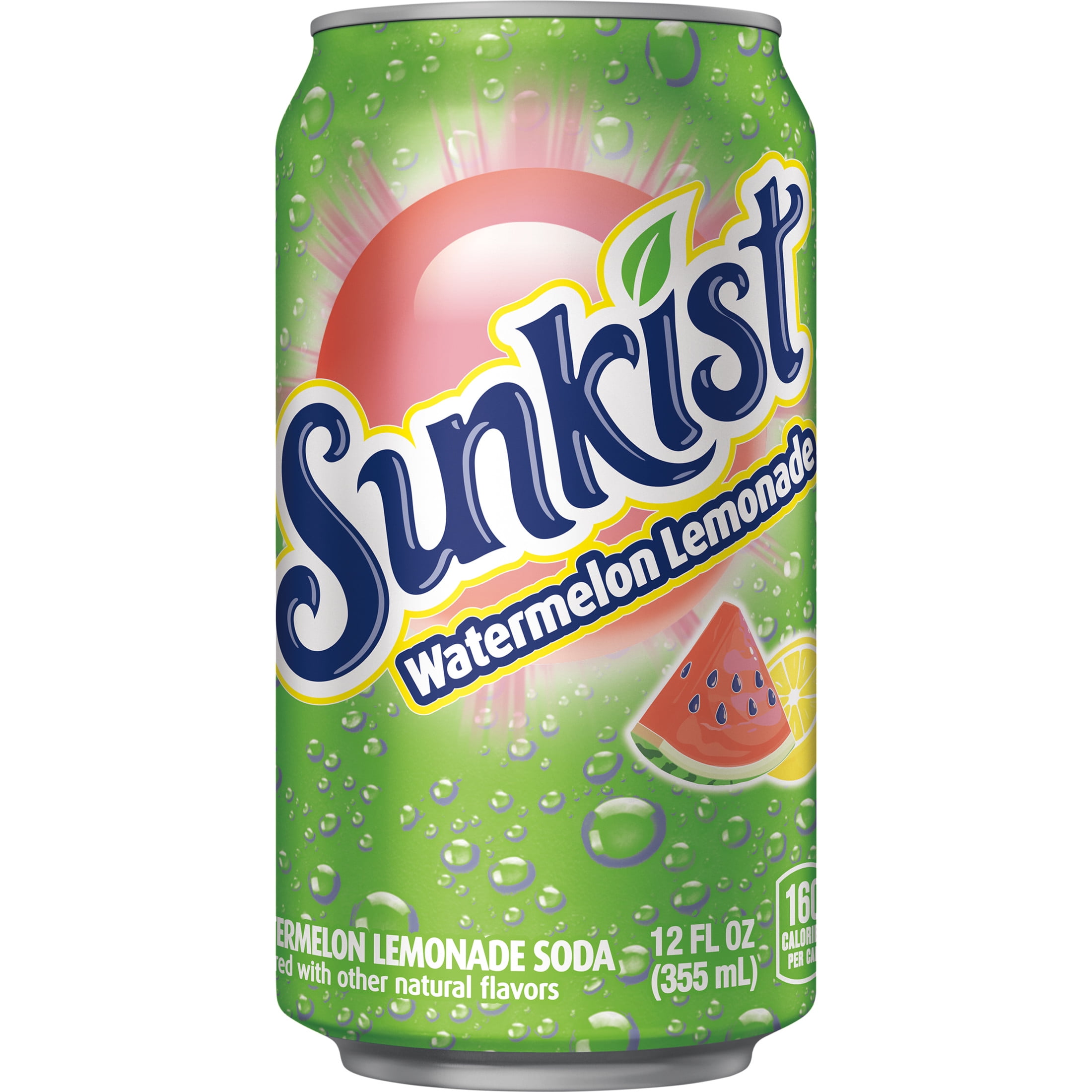 Sunkist Caffeine Free Watermelon Lemonade Soda Pop, 12 fl oz, 12 Pack Cans