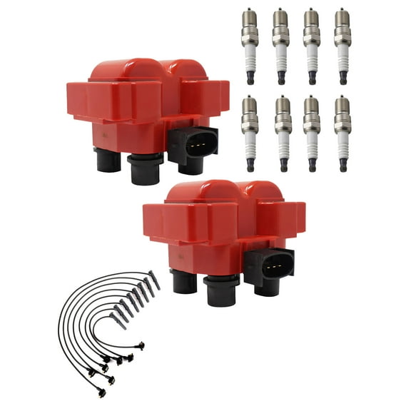 Set of ISA Red Color Ignition Coils, Spark Plugs and Wireset Compatible with 1997 Mercury Grand Marquis 4.6L engine Replacement for FD487 WR5934