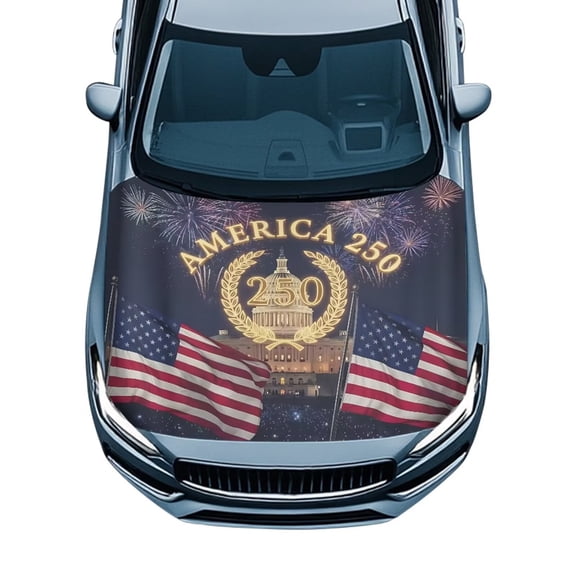 Uorisanigo Car Hood Cover Universal 59.05"x39.37" Stretchable Waterproof 250 Years America Car Hood Cover Protector Fit for Auto Truck SUV Tear-Resistant Breathable