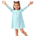thumbnail image 4 of Bysome Girls Dresses Solid Color Long Sleeve Crew Neck Dress Fashion Girls Dresses Size 2-3 Years Light Blue, 4 of 4