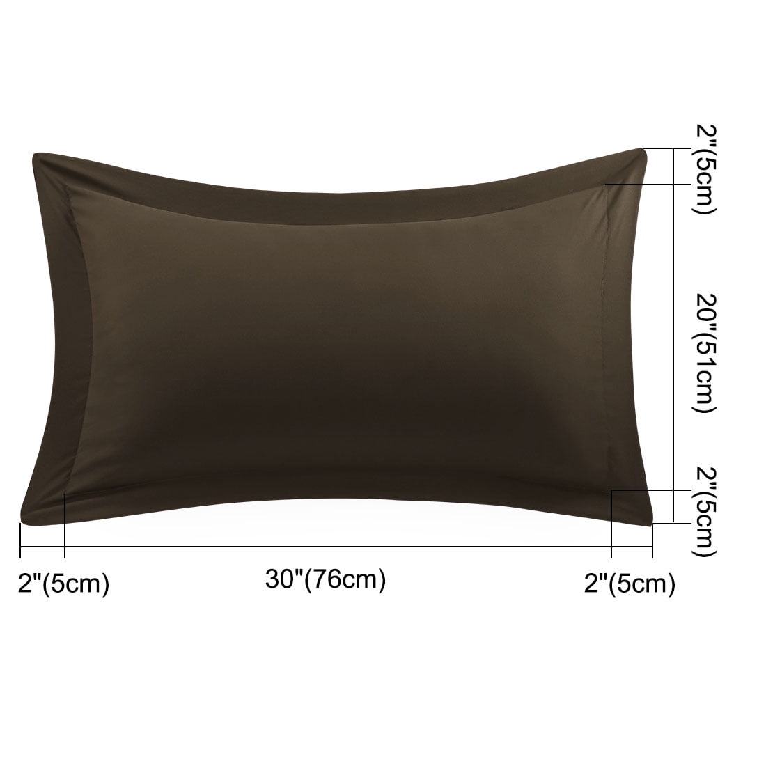 Unique Bargains 2-Pack Envelope Closure Pillow Sham Queen Brown