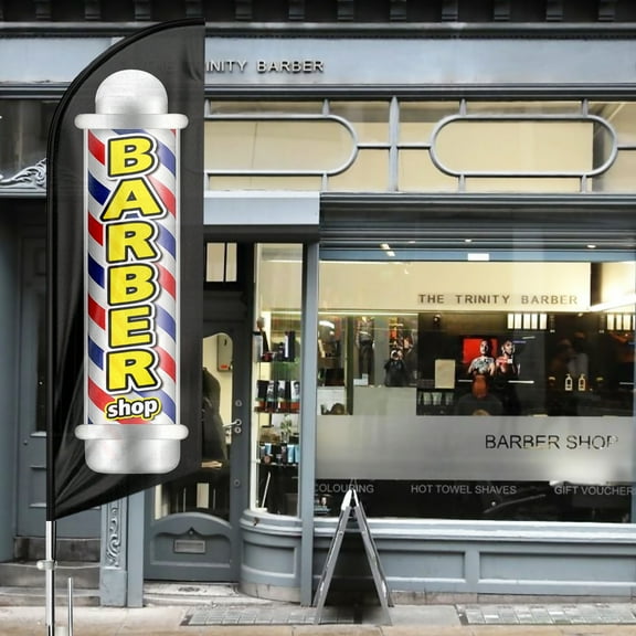 Barber Swooper Flag, 8FT Barber Advertising Feather Flag, Barber Banner ,Signs for Businesses and Storefronts(Flag Only)