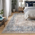 thumbnail image 2 of Bloom Rugs Washable Non-Slip 9x12 Rug - Beige / Ocean Blue Traditional Oriental Area Rug for Living Room, Bedroom, Dining Room, and Kitchen - Exact size: 9' x 12', 2 of 9