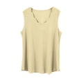 thumbnail image 3 of Yubnlvae Yellow Casual Solid Color Scallop V Neck Women's Vest Comfortable And Breathable V Neck Women's T Shirt, 5Xl, 3 of 7