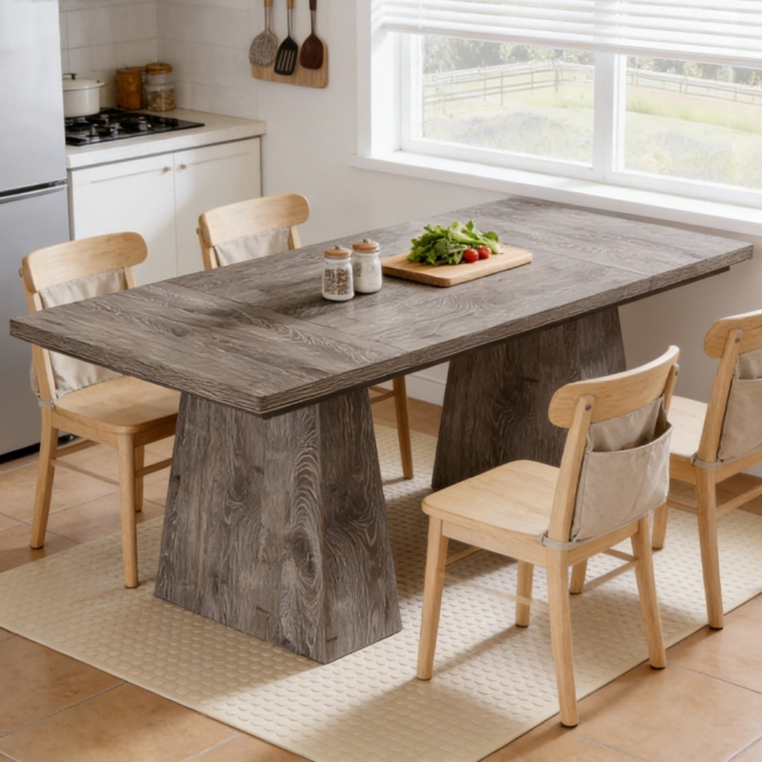 Rustic Farmhouse Dining Table, Seats 6