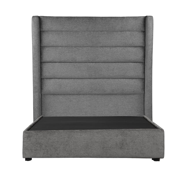 Box Base Cama Matrimonial + Cabecera Polar Gris Oscuro