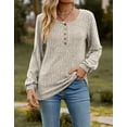 thumbnail image 6 of Womens Blouse Button Down Tops Puff Long Sleeve Shirts For Women Basic Solid Color Fall Ladies Tops Cogild, 6 of 6