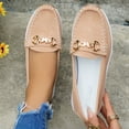 thumbnail image 4 of Women's Platform Vintage Suede Loafers Lightweight Non Slip Work Shoes Wide Width Low Wedge Slip On Sneakers Brown Size 9.5, 4 of 5