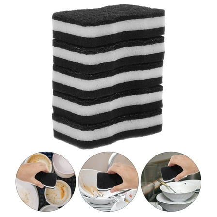 OUNONA  5 PCS Cleaning Sponge Pad Multi Purpose Black Scrub Sponges Kitchen