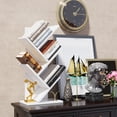thumbnail image 4 of White Tree Bookshelf, 4-Tier Leaning Ladder Book Storage Organizer With Base Display Shelf, 4 of 8