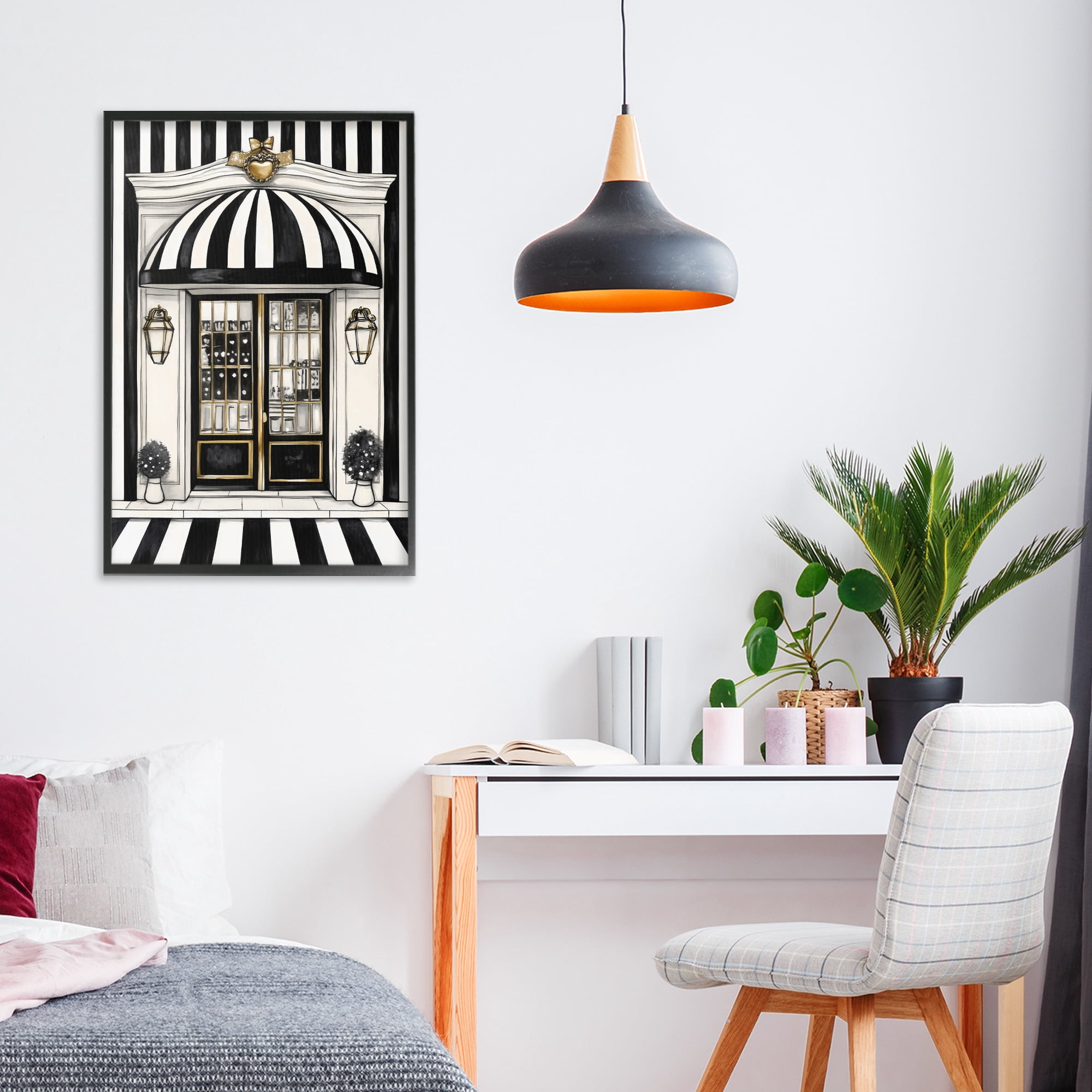 Stupell Industries Paris Storefront Facade Black Framed Giclee Art, design by Petal Prints Design