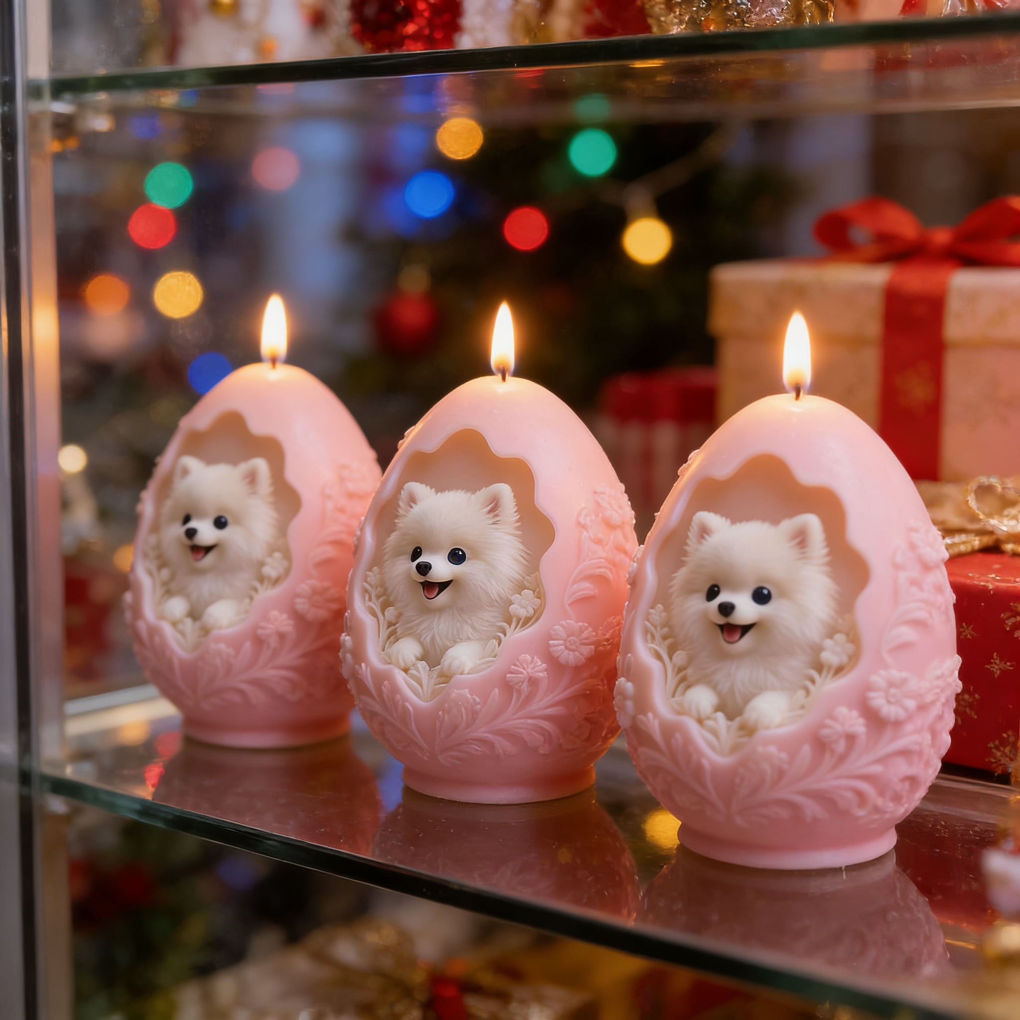2PCS Patterned Egg Shape Dog Silicone Candle Molds Epoxy Resin Wax Mold Silicone Egg Shaped Dog Mold for Candle Craft Making Festival Gift Decoration Dog Pendant Ornament