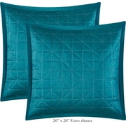 Nanshing Avalon 8 Piece Trellis Moroccan Print Comforter Set, Teal/Grey, King
