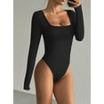 thumbnail image 5 of MOYIKO Square Neck Tops for Women Long Sleeve Body Suits Womens Fitted Tight Tops, 5 of 7