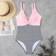thumbnail image 5 of Traje de baño de mujer Bloque de color con cuello en V Conjuntos de bikini con hombros descubiertos Correas ajustables FLhrweasw Para estrenar, 5 of 8