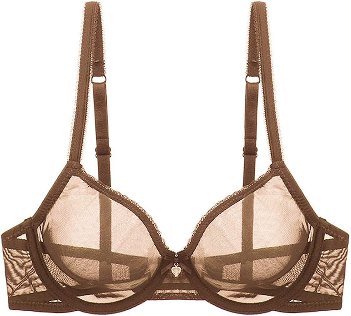 YANDW Women's Sexy Sheer Bra See Through Mesh Lingerie Transparent Unlined Lace  Bras Set Underwired, Nude Set, 36B : : Clothing, Shoes &  Accessories