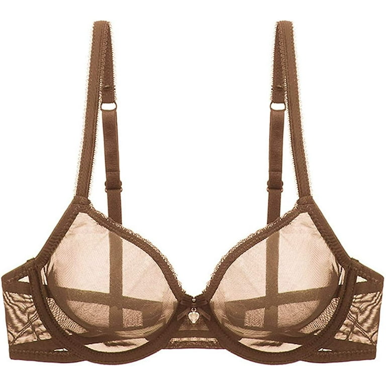 Wingslove Women's Sheer Mesh Bra See Through Sexy Lace Unlined