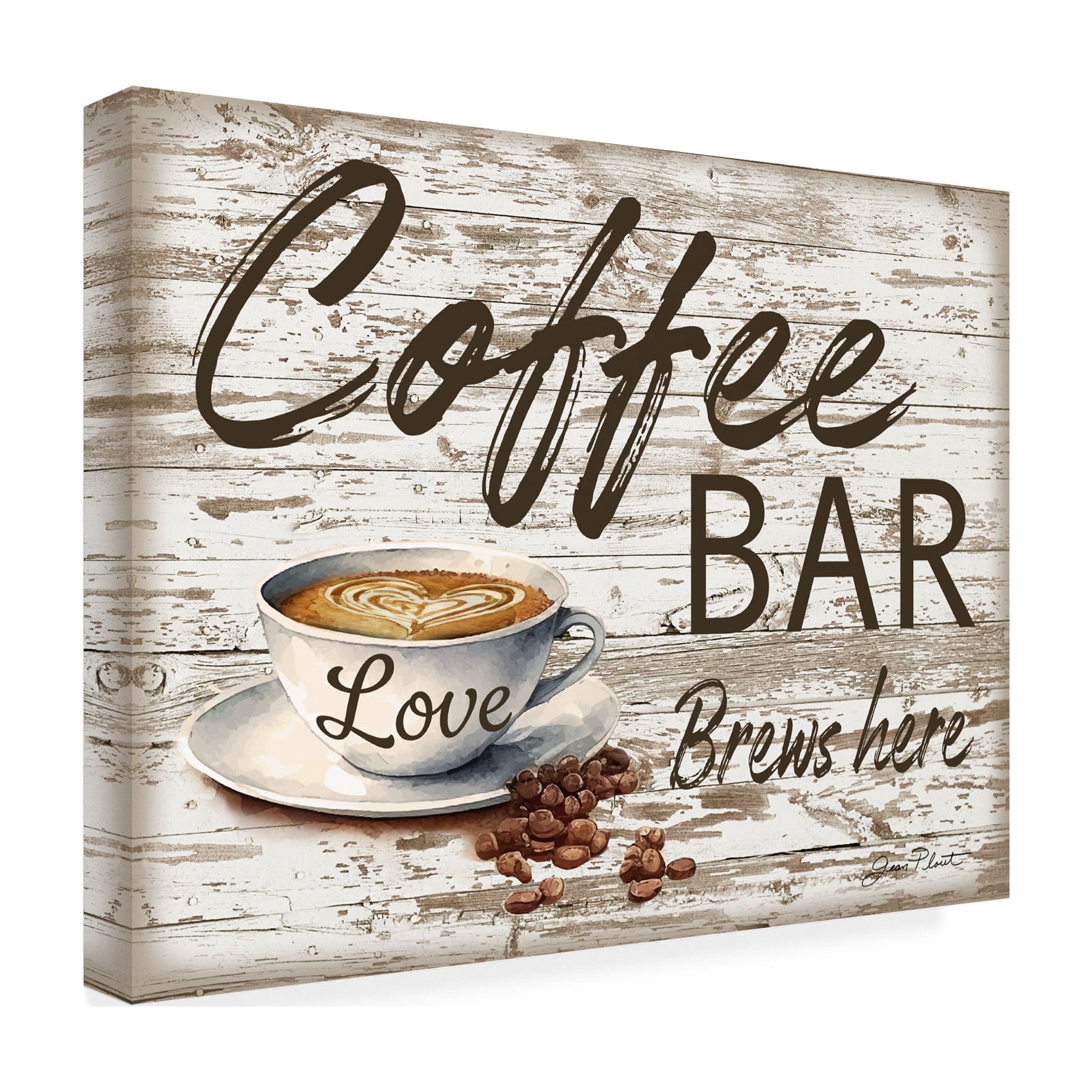 Canvas Wall Art - Jean Plout 'Shiplap Coffee Sign 2' Wall Art for Living Room, Bedroom, or Office DÃ©cor by Trademark Fine Art - 32 x 24 Inches