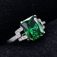thumbnail image 4 of Women's Created Emerald Rings May Birthstone 925 Sterling Silver Wedding Engagement Ring, 4 of 6