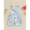 thumbnail image 3 of Kids Toddler Girl Summer Outfit Floral Print Overalls Jumpsuit Sleeveless Romper Bib Shortalls Suspender Shorts Pants, 3 of 7