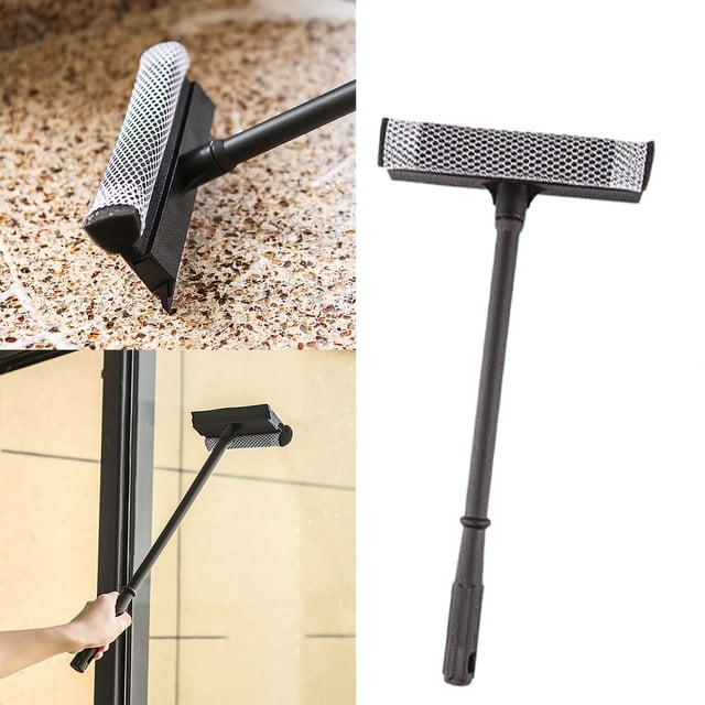 Window Squeegee Cleaning Tool, Window Cleaner, Car Squeegee Windshield Cleaning Sponge and Rubber Squeegee, Black, 15.35Inches