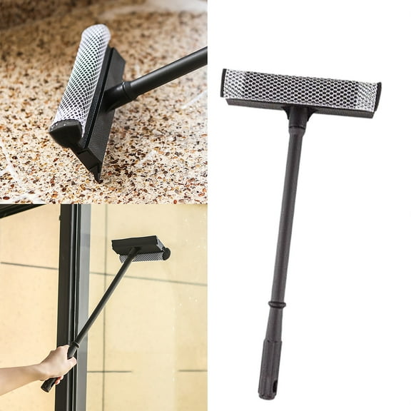 Window Squeegee Cleaning Tool, Window Cleaner, Car Squeegee Windshield Cleaning Sponge and Rubber Squeegee, Black, 15.35Inches