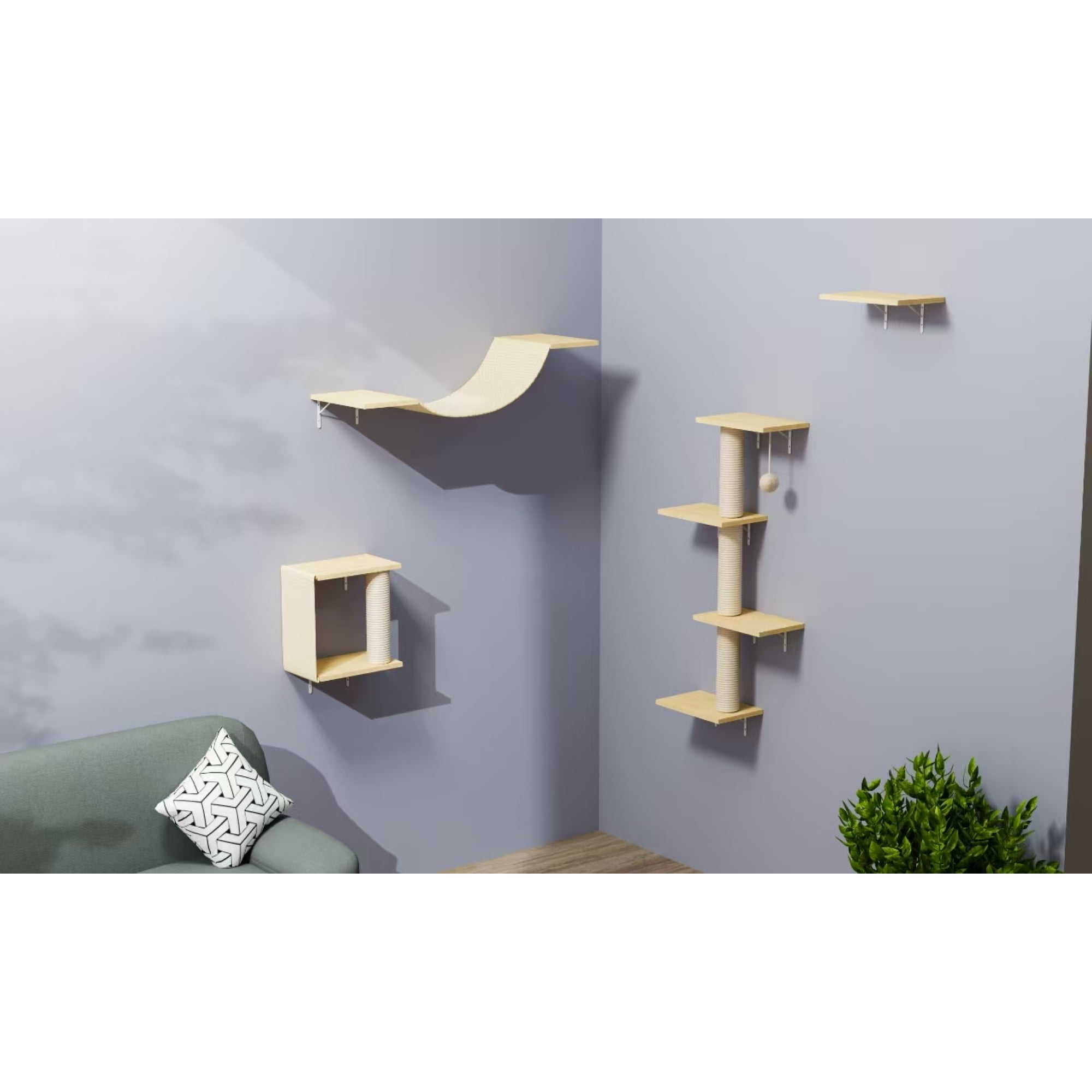 Jopath Wall Mounted Cat Furniture,Cat Trees Cat Wall Shelves And Perches, Floating Cat Shelves For Wall Set Of 4 Pet Supplies, Trees & Condos Modern Wall