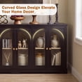 thumbnail image 3 of HOQBN 68" Modern Arched Glass Sideboard with 6 Doors, Buffet Cabinet with Storage and Adjustable Shelves, Large Credenza for Living Room,Kitchen,Entryway,Black, 3 of 9