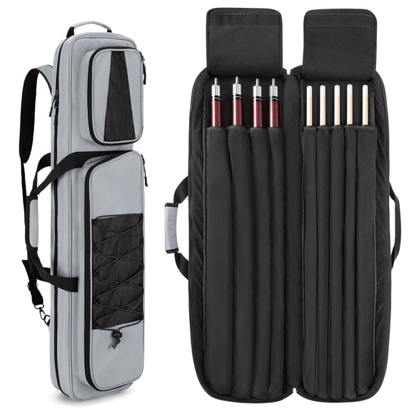 Pool Cue Case GOBUROS - Bastón de billar (4 x 5 pulgadas), color gris