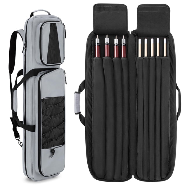 Pool Cue Case GOBUROS - Bastón de billar (4 x 5 pulgadas), color gris