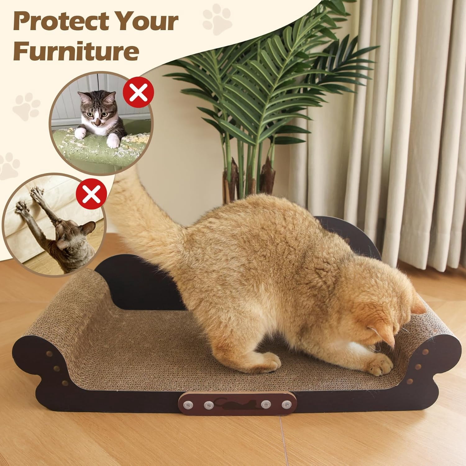 Cat Scratcher Bed,Cat Scratching Board Cat Couch Scratcher Cardboard, Durable Scratch Lounge Cat Bed,Long Lasting Scartching Pads for Indoor Cats,Corrugated Pet Scratcher Pad