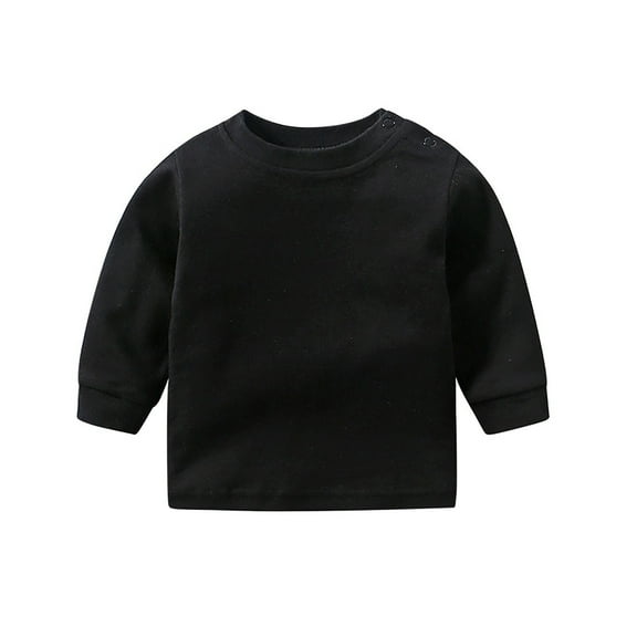 Zshosam Toddler Baby Boy Girl Long Sleeve Crewneck Pullover Sweatshirt Sweater Outfits Solid Color Casual Clothes(Black,6-9 Months)