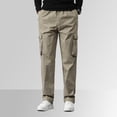 thumbnail image 4 of Hwmodou Male Pants Office Mens Fashion Solid Color Loose Cotton Plus Size Pocket Lace Up Pants Overall Holiday Vacation Slacks For Man, 4 of 9