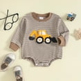 thumbnail image 5 of larppty Newborn Baby Boy Clothes Digger Long Sleeve Sweatshirt Romper Pullover Sweater Onesie Cute Fall Winter Outfits, 5 of 6