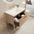 thumbnail image 5 of Eviva Iris 30"W x 19"D Oak Freestanding Bathroom Vanity with White Solid Surface Integrated Sink Top, 5 of 8