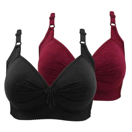 Gnurob Push Up Bralette for Women 2 Pack Lace Plus Size Underwear No Underwire Bralettes Cozy Breathable Bra Adjustable Strap Bras Everyday Bra Clearance Saving Wine Medium