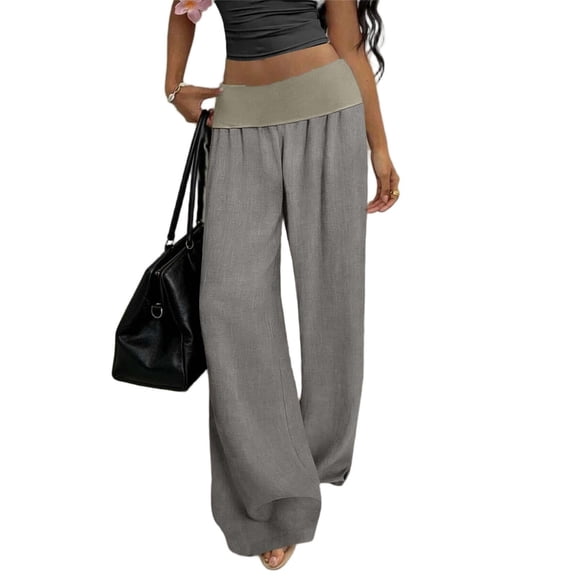 Kezqiaxn Wide Leg Pants Womans Summer Stretchy High Waist Casual Loose Pants Trousers Pants for Women Fashion Clothing