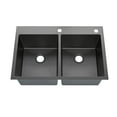 thumbnail image 6 of Sinber 33" x 22" x 9" Drop In Double Bowl Kitchen Sink with 18 Gauge 304 Stainless Steel Black Finish HT3322D-9-B (Sink Only), 6 of 15