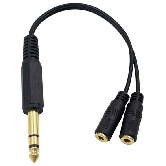 Headphone Splitter Cable 6.35mm Jack-Splitter Extension Cable 6.35mm Male To 2 Port 3.5mm Female 3.5Jack Cable