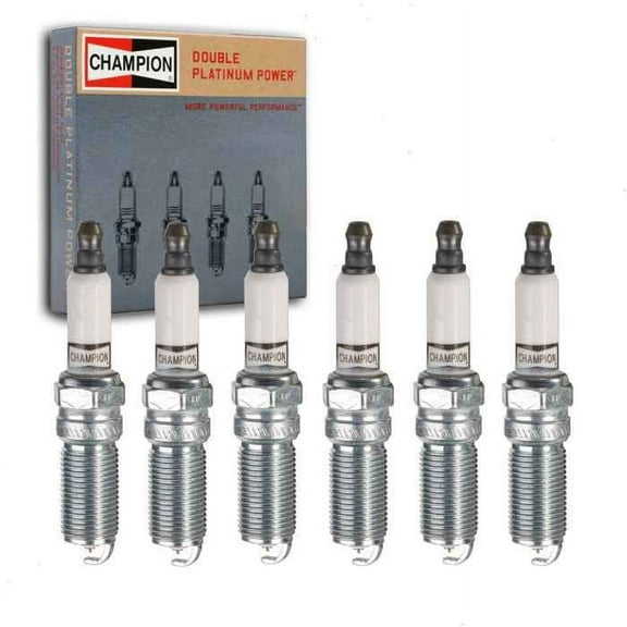 6 pc Champion Double Platinum Spark Plugs compatible with Ford Edge 3.5L 3.7L V6 2007-2014