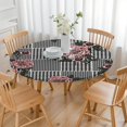 thumbnail image 3 of Pioneer Flower Floral Print Pattern Round Fitted Tablecloth with Elastic Edge,Dining Table Cover Waterproof,Outdoor Round Tablecloth for Camping,Dining,Indoor and Outdoor, 3 of 7