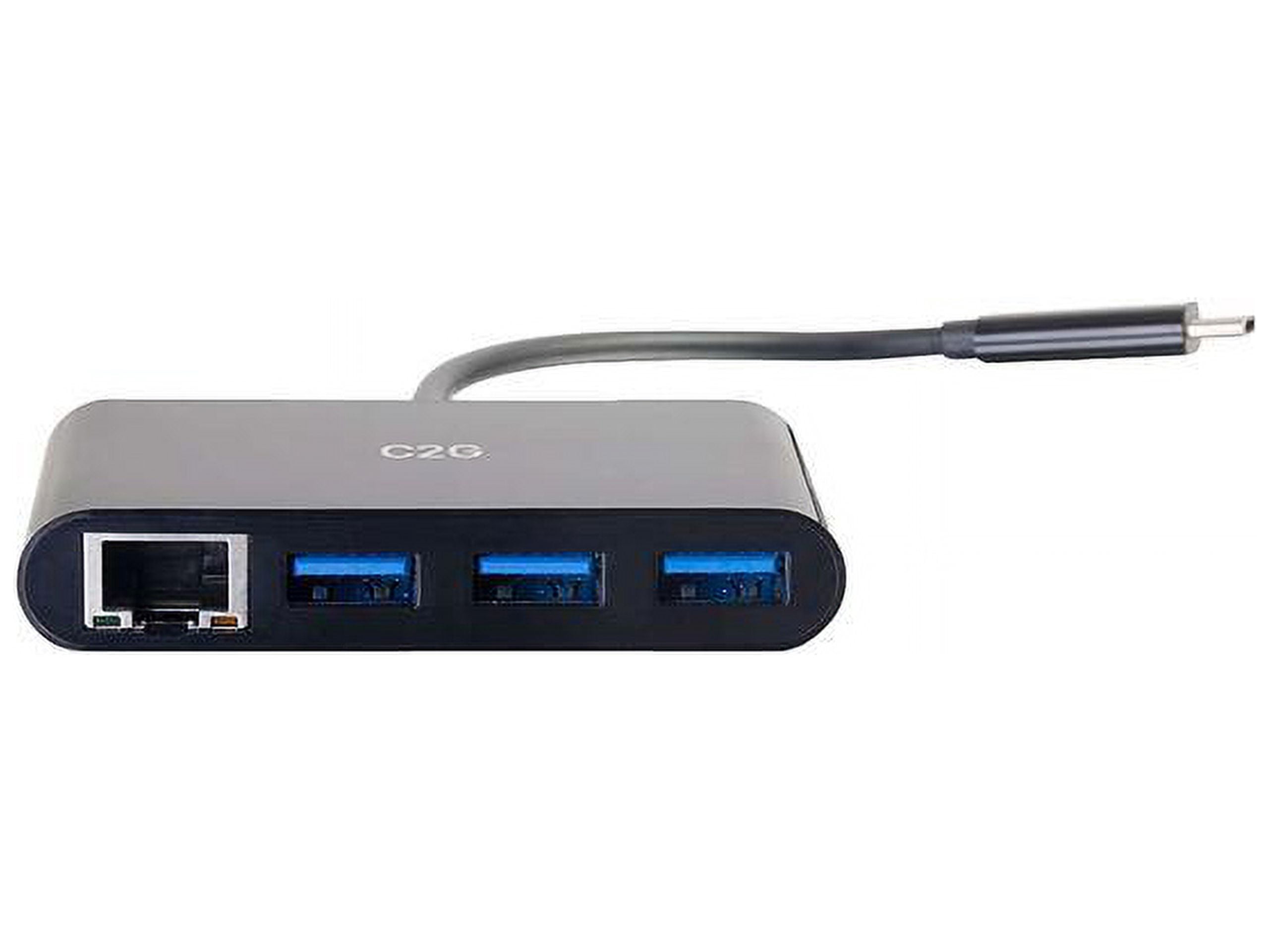 C2g Usb-c To Ethernet Adapter With 3-port Usb Hub - Black