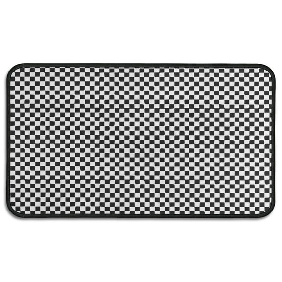 Black and White Small Checkered Pattern Door Rugs,Washable Non Slip Door Mats Indoor,Decorative Door Mats,Entry Mat Indoor for Entrance,Bedroom,Kitchen,Bathroom,30"x17"